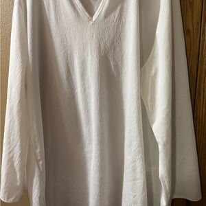 croft & barrow White Textured V-Neck Hooded swim cover up